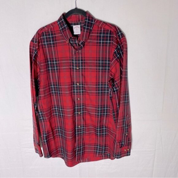 Brooks Brothers Red Black Plaid Long Sleeve Casual Button Up Shirt M - Picture 1 of 12